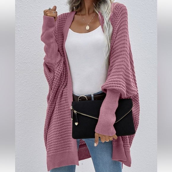 Cozy Batwing Sleeve Open Front Knit Sweater Cardigan - Picture 13 of 13